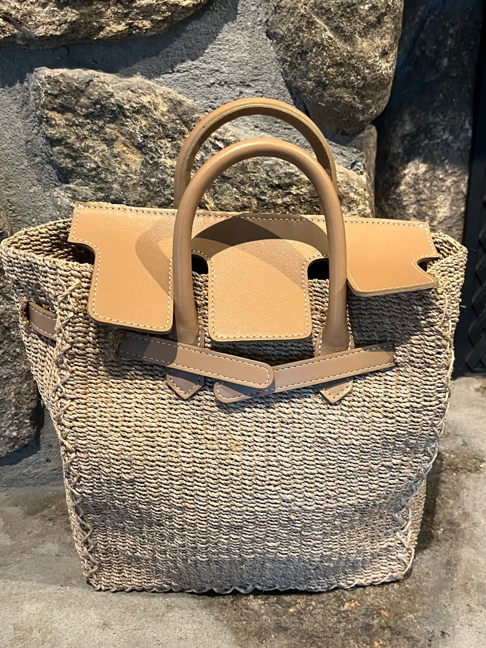 Dans La Main Woven Straw Tote Bag | Birkin-style | seagrass Kelly *new*